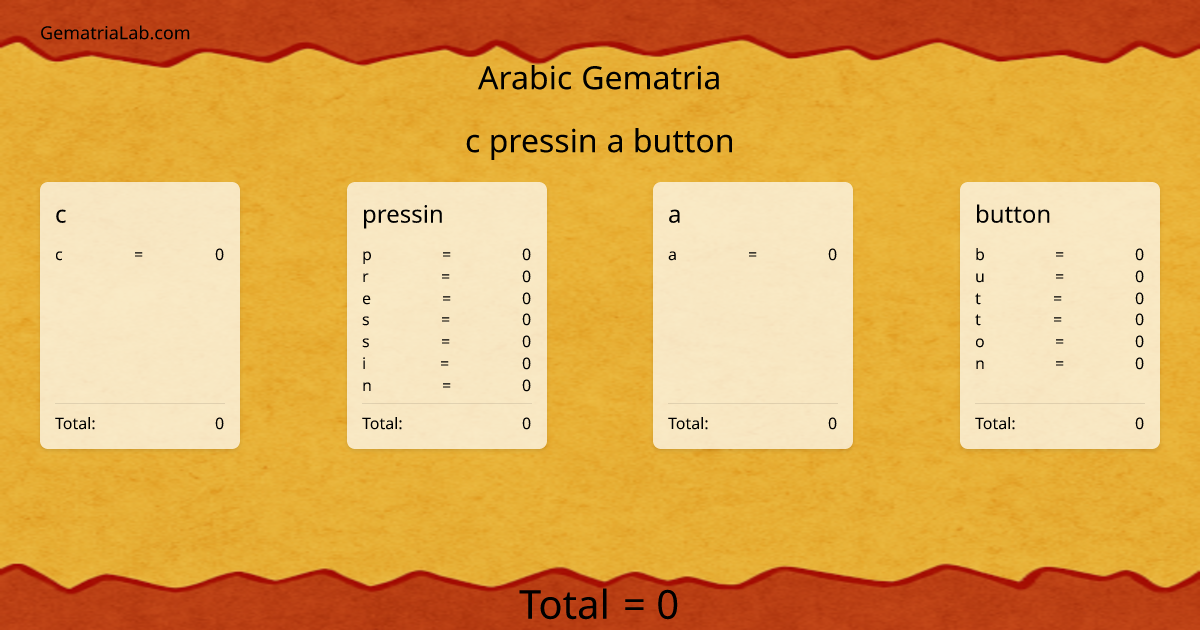 c pressin a button in arabic Gematria